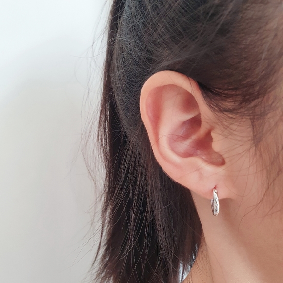 Rhodium Plated Over Sterling Silver Chic Rainbow Hoop Earrings - Picture 4 of 4